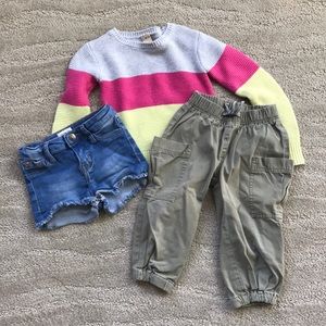 TEA Cargo Pants, HARPER Sweater, HUDSON Shorts